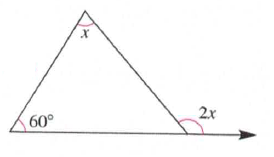 Chapter 11.3B, Problem 2A, Assessment 11-3B Find the measures of angle marked x in each of the following triangles. a. b. c. d. , example  3