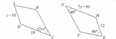Chapter 12.1B, Problem 7A, Given that polygon ABCD polygon EFGH, complete the following. a. polygon GHEF________ b. x=, y=, z= 