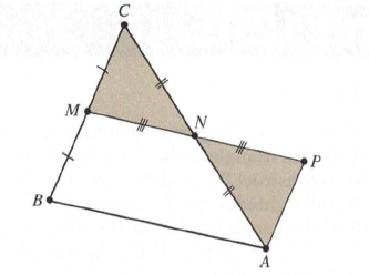 Chapter 12.2, Problem 12MC, MATHEMATICAL CONNECTIONS M and N are midpoints of sides of ABC. MN has been extended so that MN=NP. 