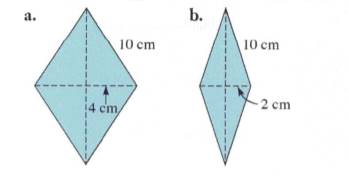 Chapter 14.3A, Problem 13A, Find the area of each rhombus given below. 