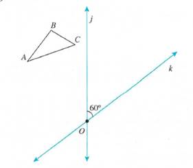 Chapter 14.2A, Problem 7A, a. Reflect triangle ABC across line j, then across line k. Lines j and k form a 60 angle, as shown. , example  1