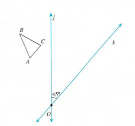 Chapter 14.2A, Problem 7A, a. Reflect triangle ABC across line j, then across line k. Lines j and k form a 60 angle, as shown. , example  2