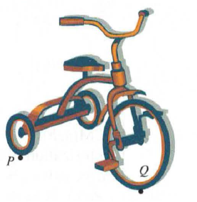 Chapter 4.3A, Problem 20A, The front wheel of a tricycle has a circumference of 100 in. and the back wheel have a circumference 