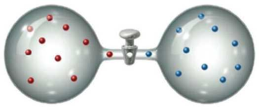 Chapter 16, Problem 16.20CP, Ideal gases A (red spheres) and B (blue spheres) occupy two separate bulbs. The contents of both 