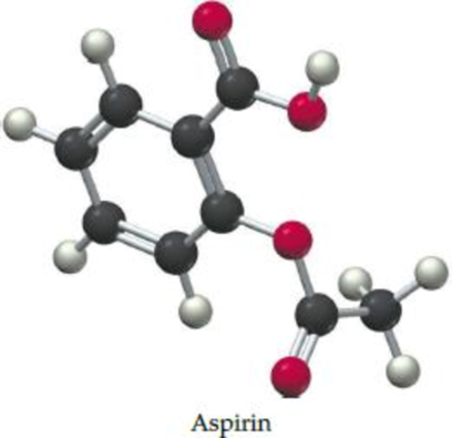 Chapter 6.3, Problem 6.5CP, Aspirin can be represented by the adjacent ball-and-stick molecular model. Give the formula for 