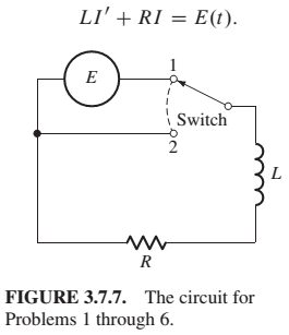 Chapter 3.7, Problem 5P, Problems 1 through 6 deal with the RL circuit of Fig. 3.7.7, a series circuit containing an inductor 