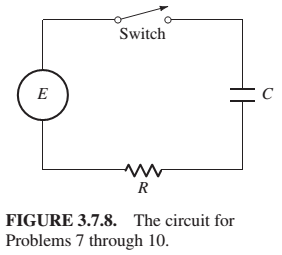 Chapter 3.7, Problem 9P, Problems 7 through 10 deal with the RC circuit in Fig. 3.7.8, containing a resistor (R ohms), a 