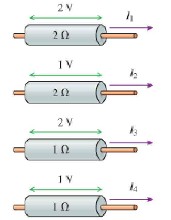 Chapter 22, Problem 15CQ, Rank in order, from largest to smallest, the currents I1 to I4 through the four resistors in Figure 