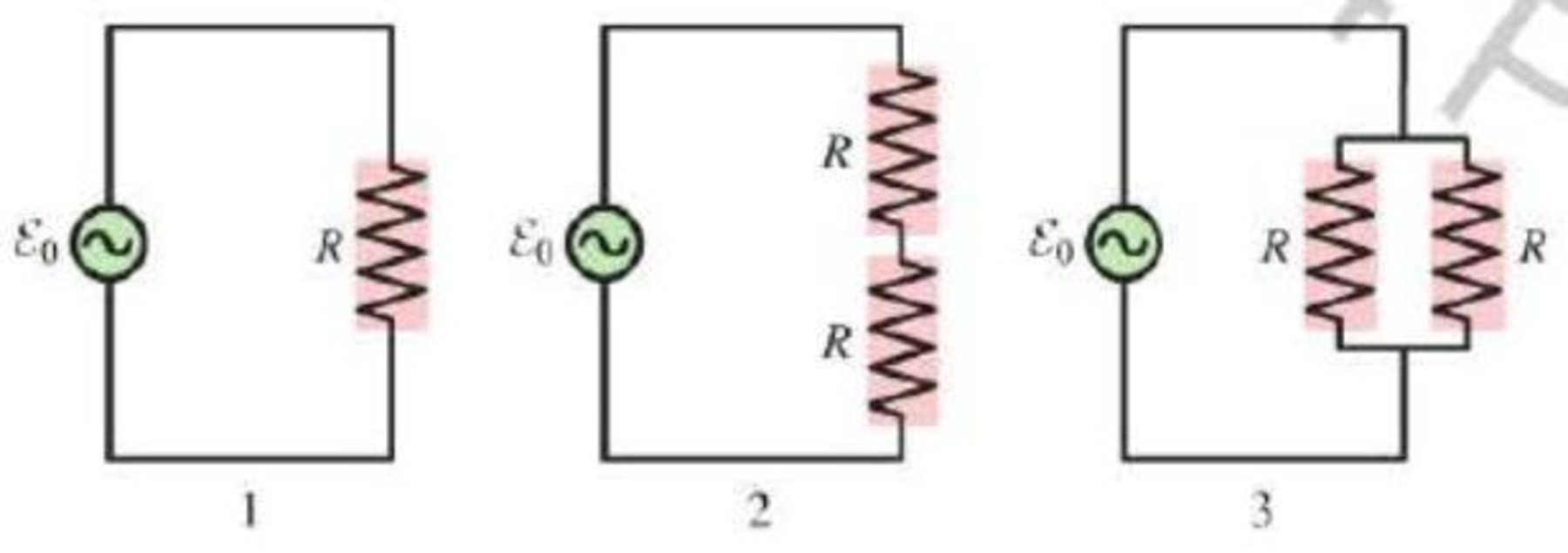 Chapter 26, Problem 2CQ, Consider the three circuits in Figure Q26.2. Rank in order, from largest to smallest, the average 