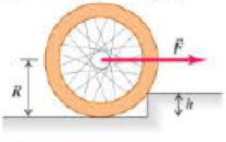 Chapter 10, Problem 63GP, You are trying to raise a bicycle wheel of mass m and radius R up over a curb of height h. To do 