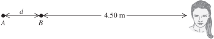 Chapter 12, Problem 30P, Two small speakers A and B are driven in step at 725 Hz by the same audio oscillator. These speakers 