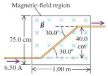 Chapter 20, Problem 85GP, A long wire carrying 6.50 A of current makes two bends, as shown in Figure 20.75. The bent part of 