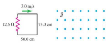 Chapter 21, Problem 54GP, A rectangular circuit is moved at a constant velocity of 3.0 m/s into, through, and then out of a 