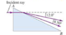 Chapter 23, Problem 70GP, A light ray in air strikes the right-angle prism shown in Figure 23.59. This ray consists of two 