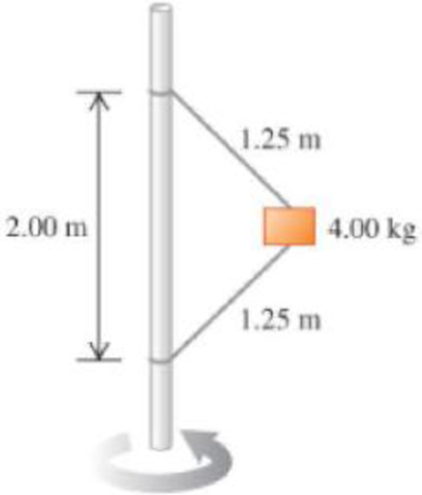 Chapter 6, Problem 51GP, A 4.00 kg block is attached to a vertical rod by means of two strings. When the system rotates about 