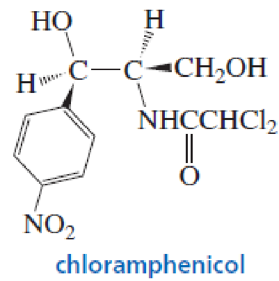 Chapter 4, Problem 69P, Chloramphenicol is a broad-spectrum antibiotic that is particularly useful against typhoid fever. 
