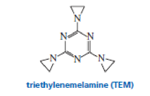 Chapter 9, Problem 55P, Triethylenemelamine (TEM) is an antitumor agent. Its activity is due to its ability to cross-link 