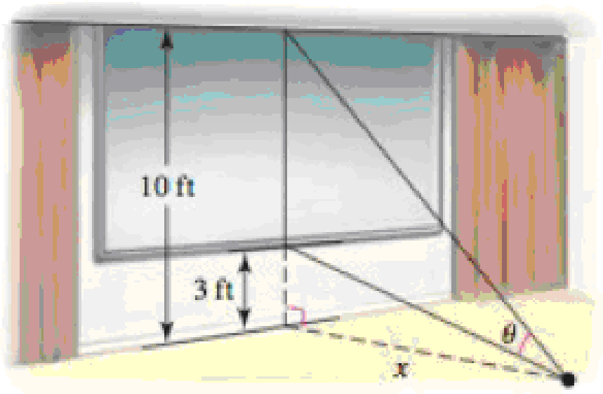 Chapter 1.4, Problem 106E, Viewing angles An auditorium with a flat floor has a large flat-panel television on one wall. The 