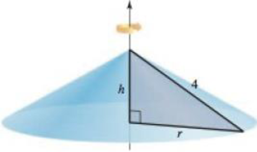 Chapter 4, Problem 39RE, Optimization A right triangle has legs of length h and r, and a hypotenuse of length 4 (see figure). 