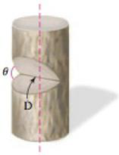 Chapter 4.4, Problem 67E, Tree notch (Putnam Exam 1938, rephrased) A notch is cut in a cylindrical vertical tree trunk. The 