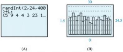 Chapter 11.1, Problem 3E, The graphing calculator command shown in Figure A generated a set of 400 random integers from 2 to 