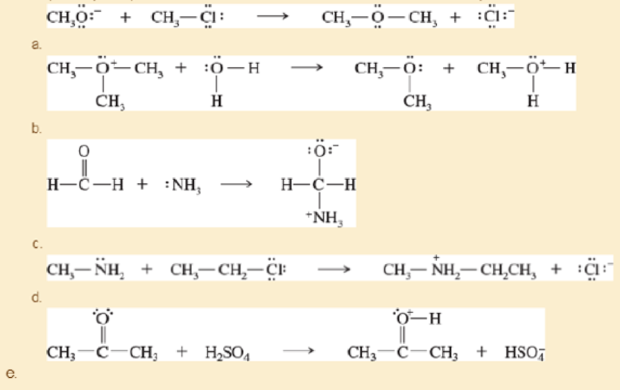 Chapter 2, Problem 2.50SP, Label the reactants in these acid-base reactions as Lewis acids (electrophiles) or Lewis bases , example  1