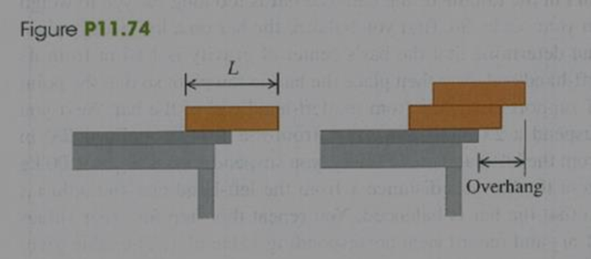 Chapter 11, Problem 11.74P, If you put a uniform block at the edge of a table, the center of the block must be over the table 
