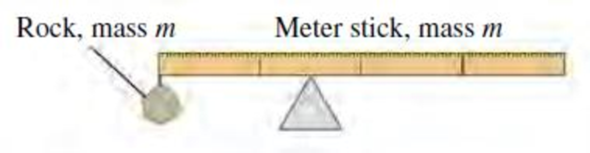 Chapter 11.2, Problem 11.2TYU, A rock is attached to the left end of a uniform meter stick that has the same mass as the rock. In 