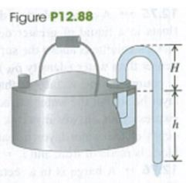 Chapter 12, Problem 12.88CP, A siphon (Fig. P12.88) is a convenient device for removing liquids from containers. To establish the 