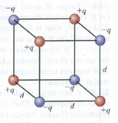 Chapter 23, Problem 23.57P, An Ionic Crystal. Figure P23.57 shows eight point charges arranged at the corners of a cube with 