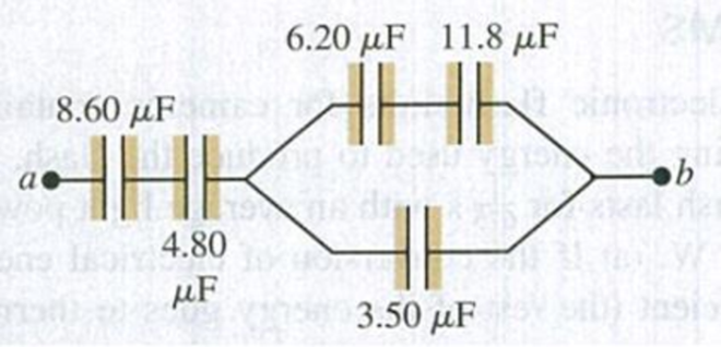 Chapter 24, Problem 24.51P, For the capacitor network shown in Fig. P24.51, the potential difference across ab is 12.0 V. Find 