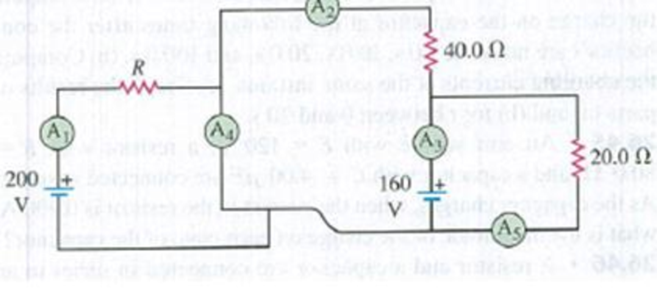 Chapter 26, Problem 26.23E, In the circuit shown in Fig. E26.23, ammeter A1 reads 10.0 A and the batteries have no appreciable 
