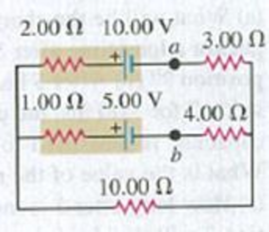 Chapter 26, Problem 26.28E, In the circuit shown in Fig. E26.28, find (a) the current in each branch and (b) the potential 
