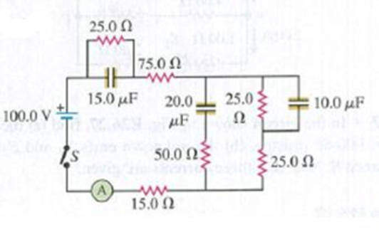Chapter 26, Problem 26.49E, In the circuit in Fig. E26.49 the capacitors are initially uncharged, the battery has no internal 