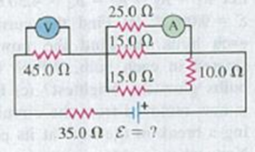 Chapter 26, Problem 26.6E, For the circuit shown in Fig. E26.6 both meters are idealized, the battery has no appreciable 