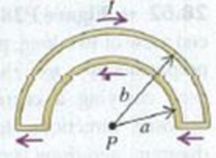Chapter 28, Problem 28.66P, The wire semicircles shown in Fig. P28.66 have radii a and b. Calculate the net magnetic field 