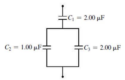Chapter 23, Problem 23E, (a) Find the equivalent capacitance of the combination shown in Fig. 23.13. Find (b) the charge and 