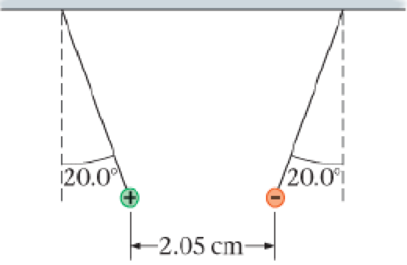Chapter 19, Problem 86GP, Two small plastic balls hang from threads of negligible mass. Each ball has a mass of 0.22 g and a 