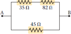Chapter 21, Problem 36PCE, Find the equivalent resistance between points A and B for the group of resistors shown in Figure 