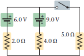 Chapter 21, Problem 60PCE, Two batteries and three resistors are connected as shown in Figure 21-49. How much current flows 
