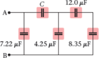 Chapter 21, Problem 72PCE, The equivalent capacitance of the capacitors shown in Figure 21-52 is 12.4 F. Find the value of 