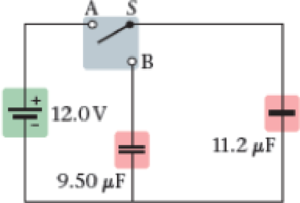 Chapter 21, Problem 73PCE, With the switch in position A, the 11.2-F capacitor in Figure 21-53 is fully charged by the 12.0-V 