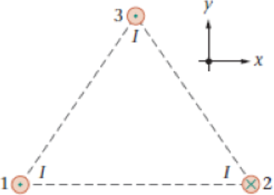 Chapter 22, Problem 62GP, CE The three wires shown in Figure 22-53 are long and straight, and they each carry a current of the 
