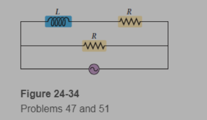 Chapter 24, Problem 51PCE, Consider the circuit shown in Figure 24-34 The ac generator in this circuit has an rms voltage of 65 
