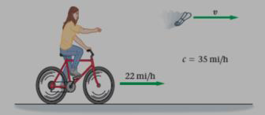 Chapter 29, Problem 36PCE, Suppose the speed of light is 35 mi/h. A paper girl riding a bicycle at 22 mi/h throws a rolled-up 