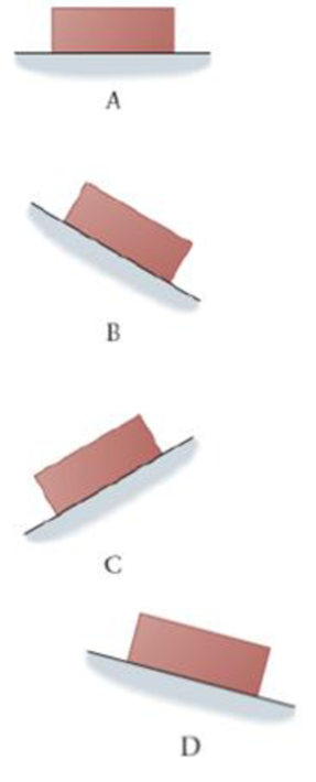 Chapter 5.7, Problem 7EYU, Figure 5-23 shows four identical bricks that are at rest on surfaces tilted at different angles. 