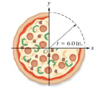 Chapter 9, Problem 48PCE, The location of the center of mass of the partially eaten, 12-inch-diameter pizza shown in Figure 