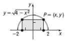 Chapter 2.6, Problem 8AYU, 
 A rectangle is inscribed in a semicircle of radius 2. See the figure. Let   be the point in 