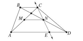 Chapter 12.CR, Problem 22CR, ABCD is a trapezoid with BCAD. Points M and N are midpoints of the diagonals. Line CN intersects AD 