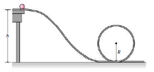Chapter 10, Problem 68P, A solid marble starts from rest and rolls without slipping on the loop-the-loop track in Fig. 10.30. 
